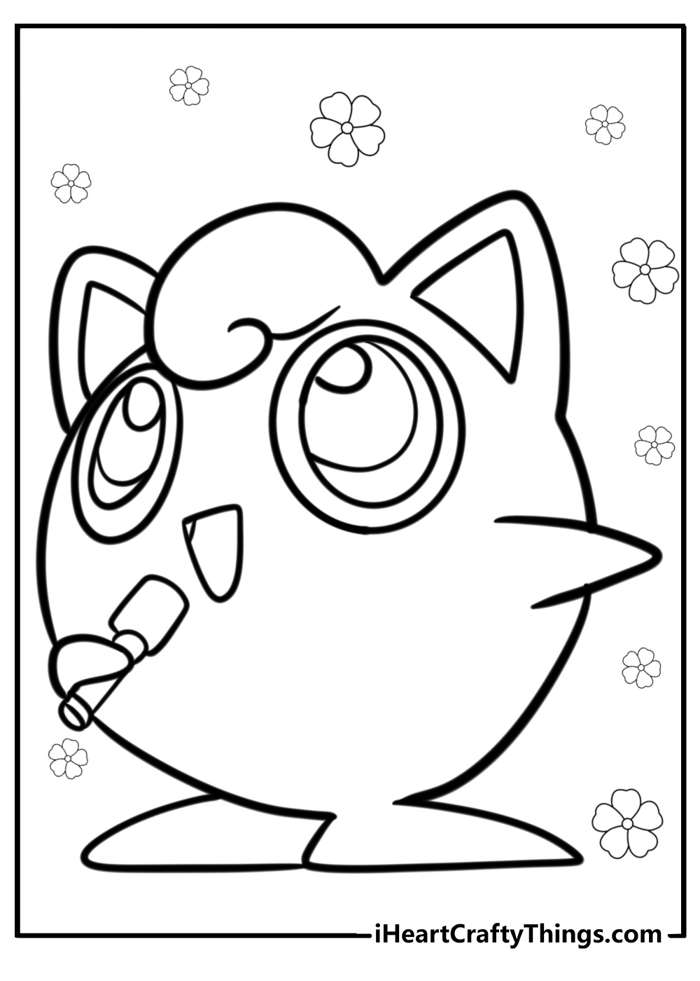 Jigglypuff performing for friends free coloring page