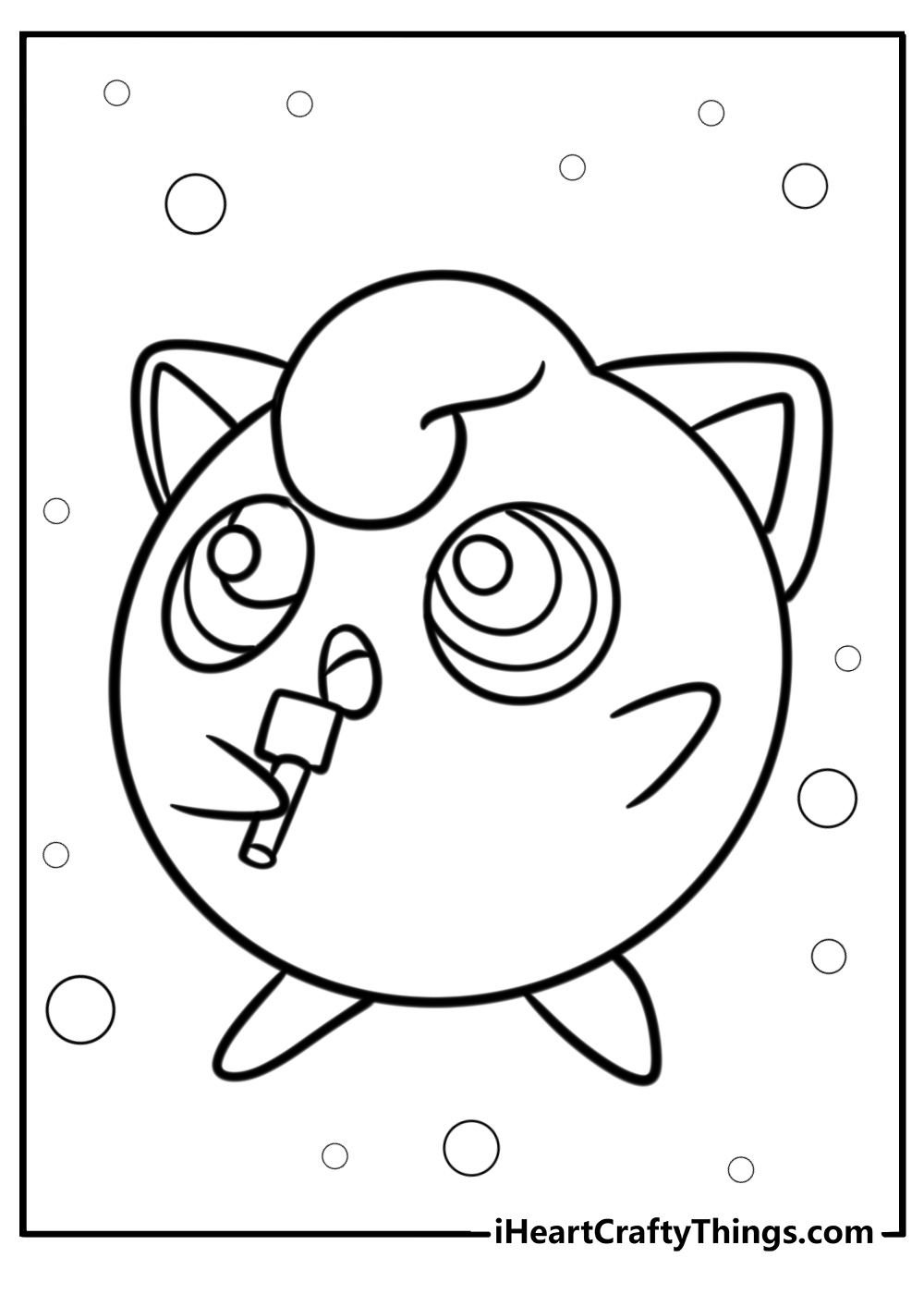 Jigglypuff singing coloring page for kids