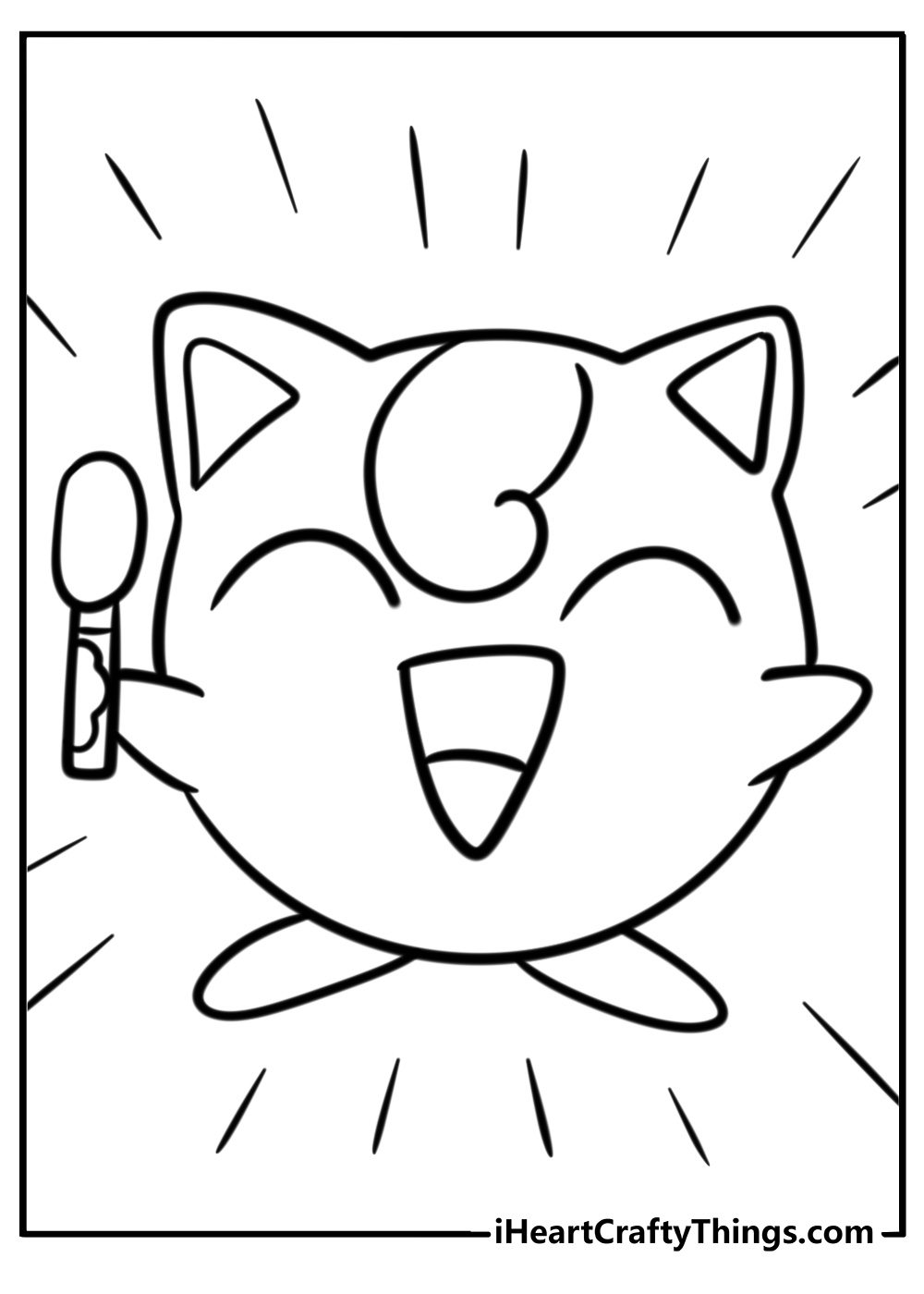 Jigglypuff singing loudly free coloring page pdf