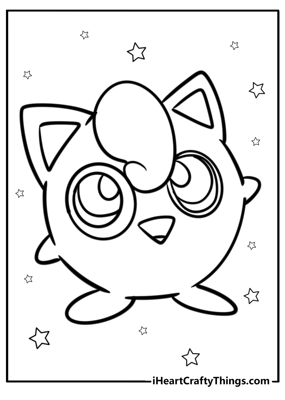 Jigglypuff smiling free coloring page pdf