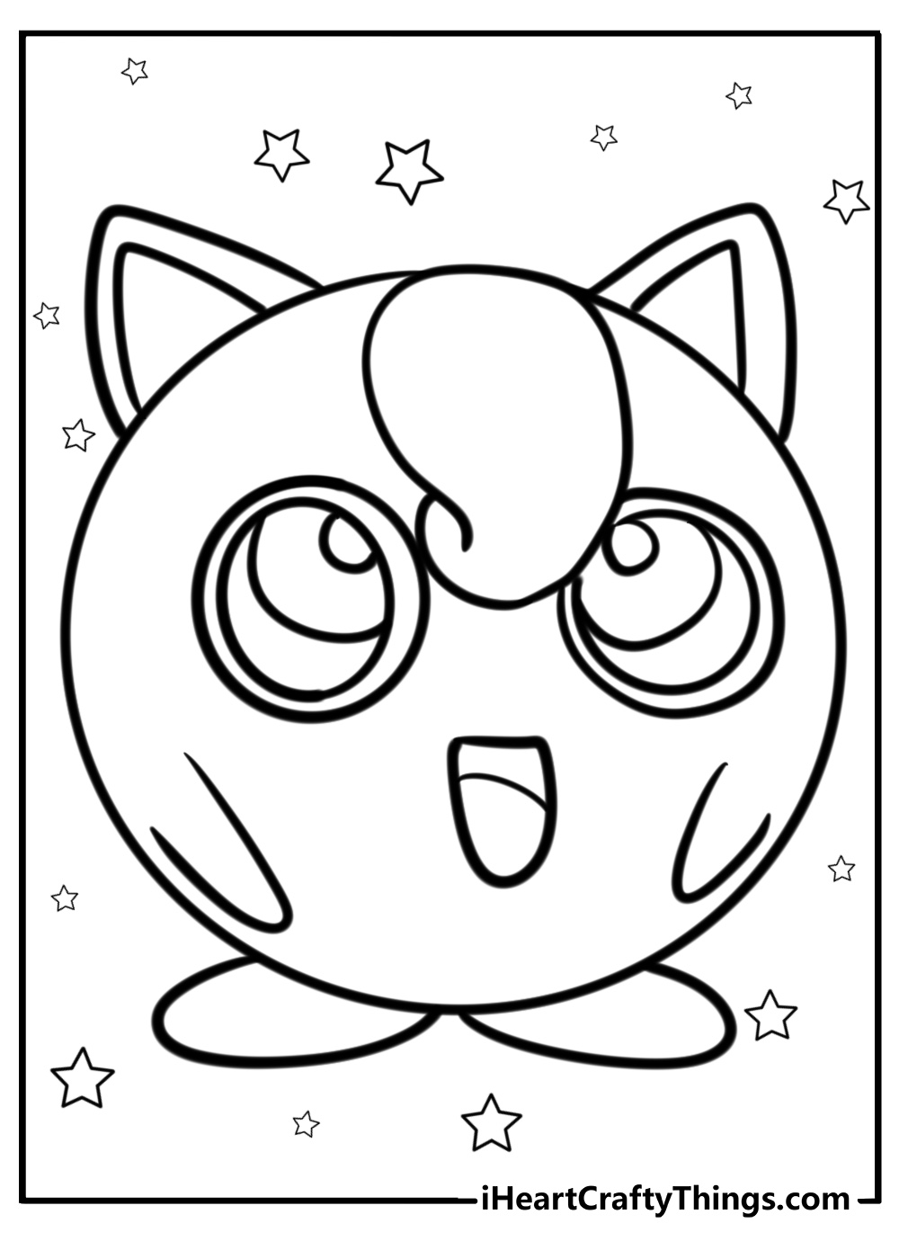 Jigglypuff with a big smile coloring sheet for kids