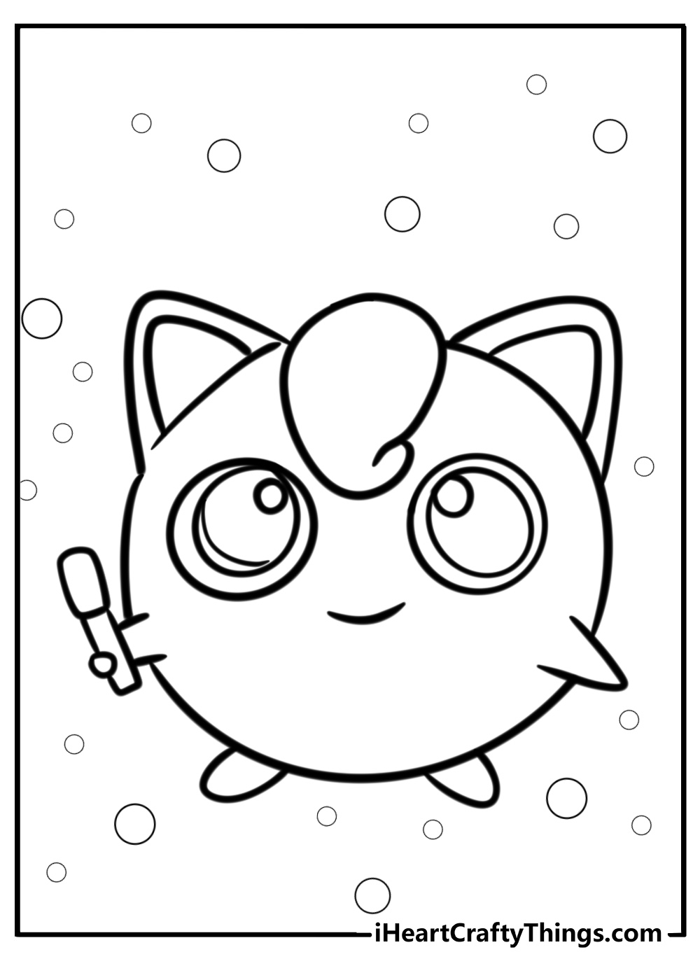 Jigglypuff with a cute smile printable coloring page