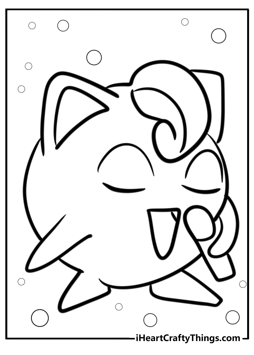 Jigglypuff with a happy face detailed coloring sheet