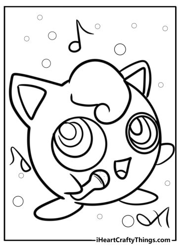 Jigglypuff with a musical note fun coloring sheet