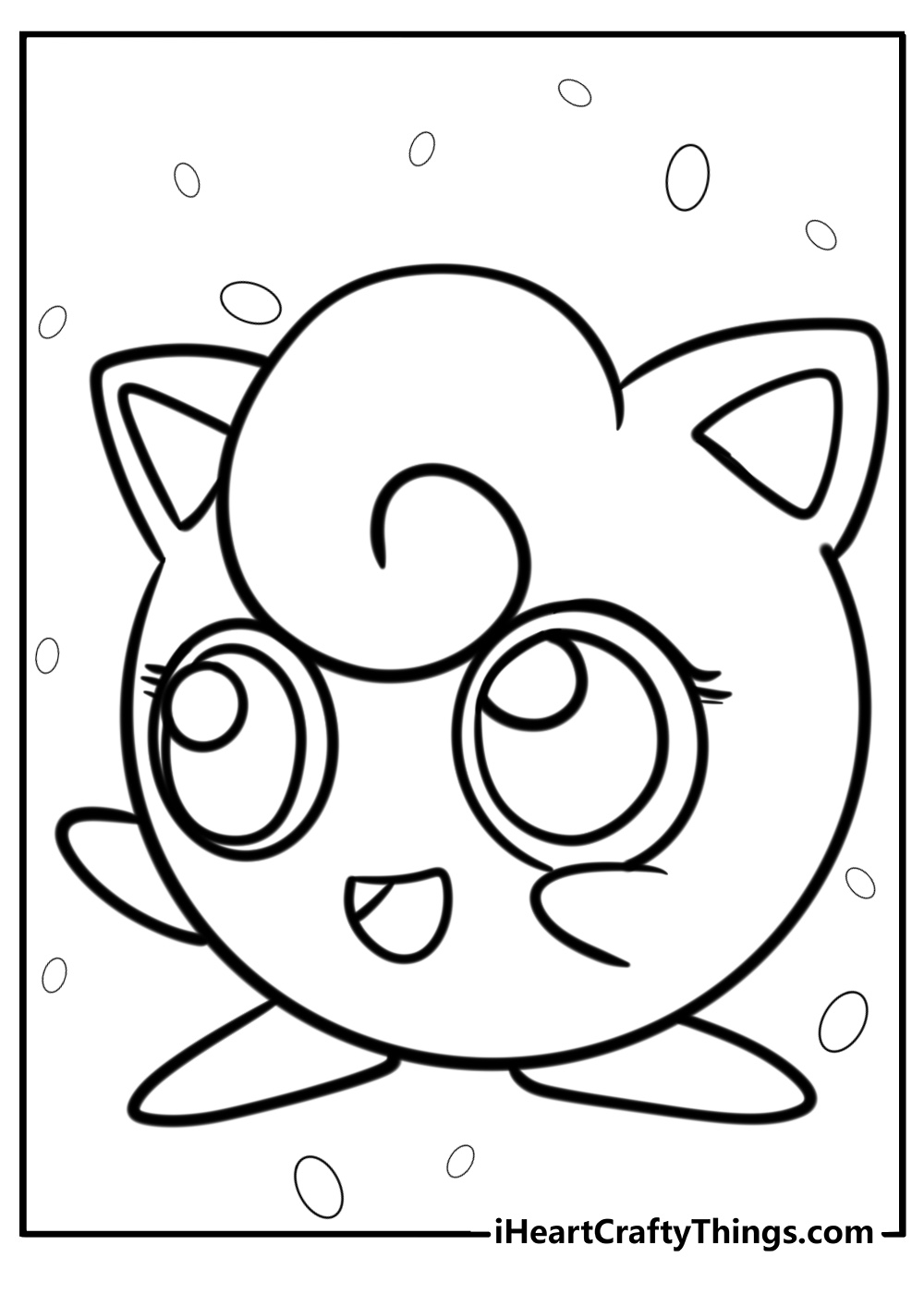 Jigglypuff with big eyes printable coloring sheet