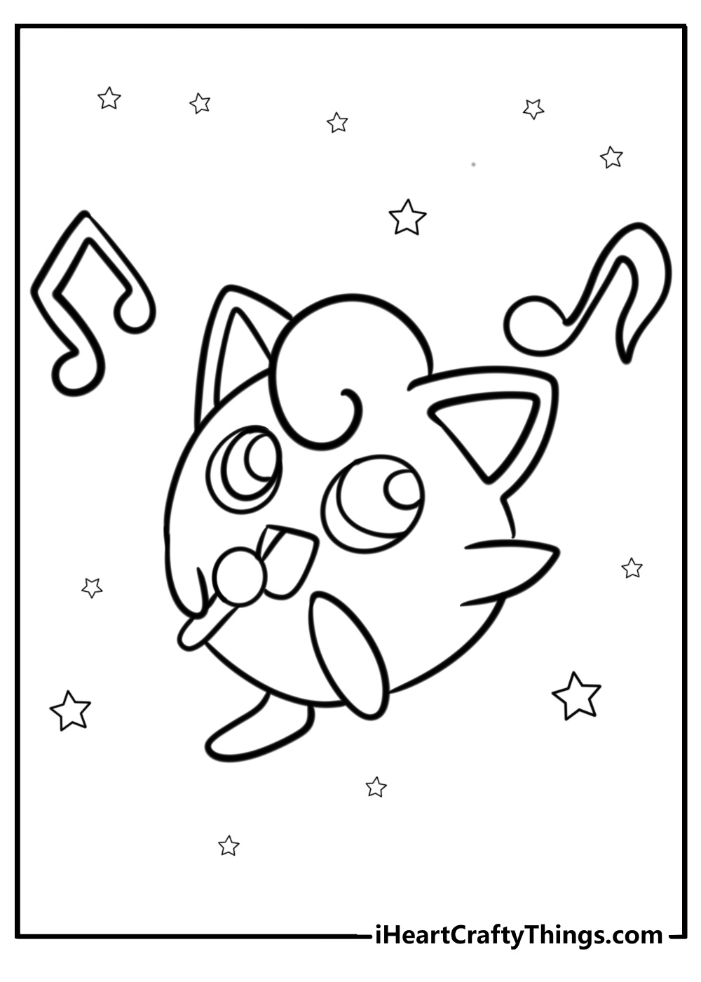 Jigglypuff with musical notes fun coloring sheet