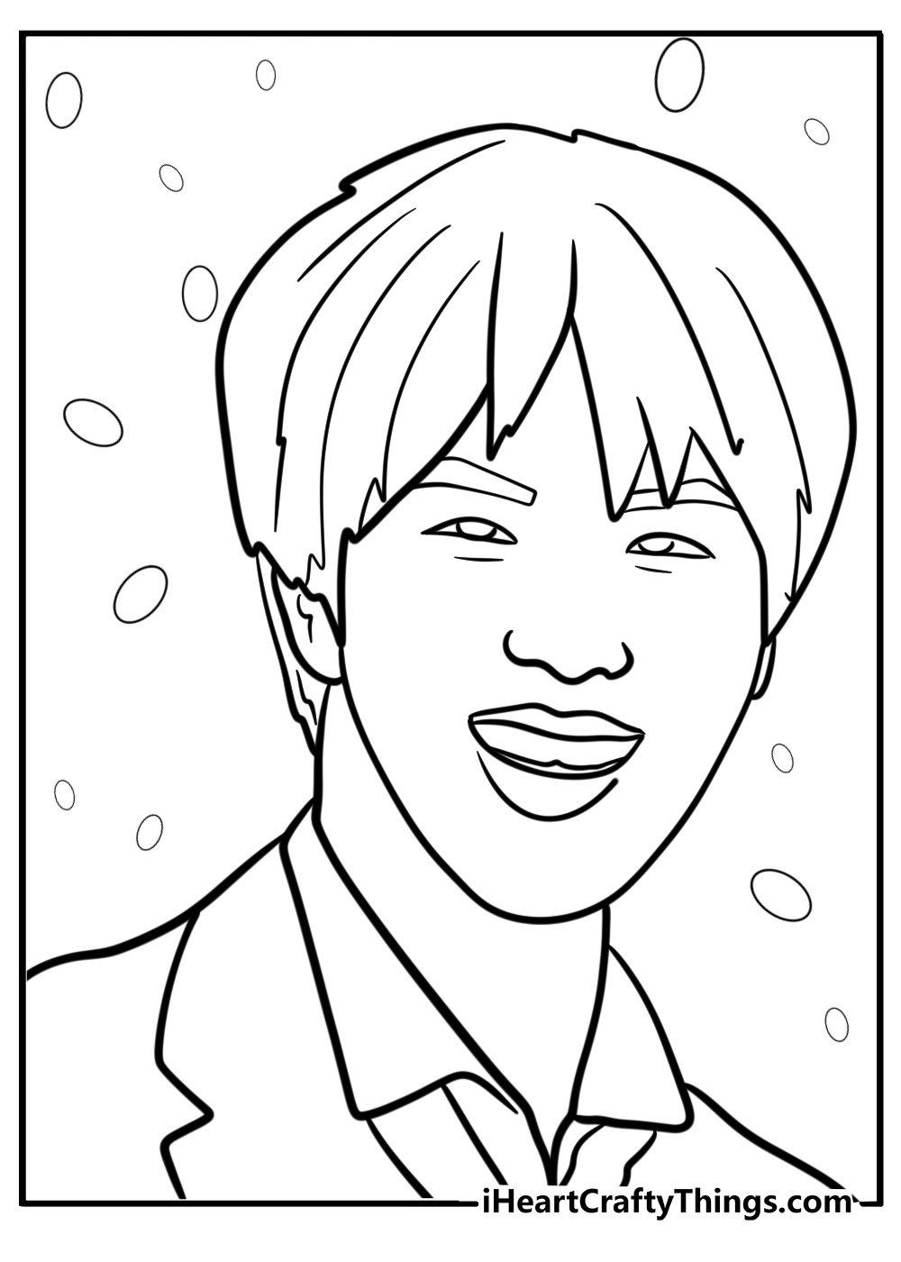 Jin with a bright smile coloring page for fans