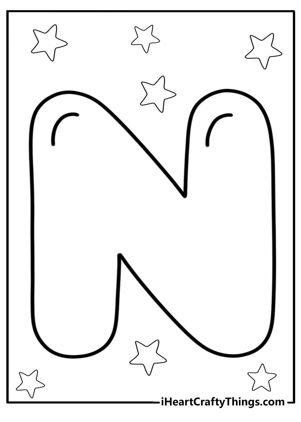 Large bubble letter n coloring sheet