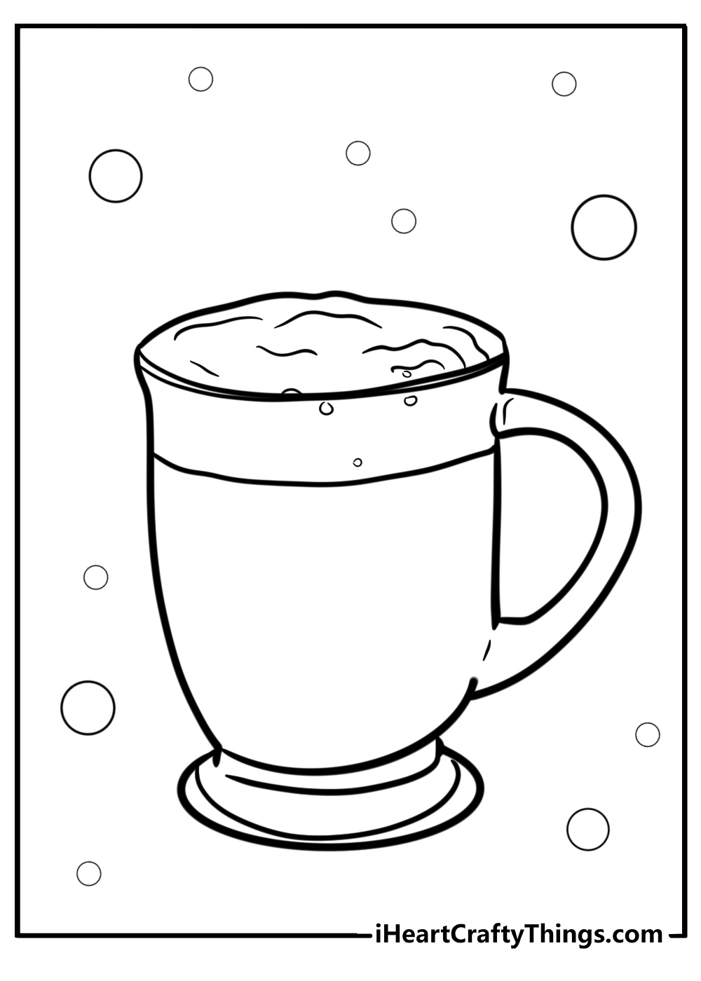 Latte in a glass mug fun printable coloring sheet