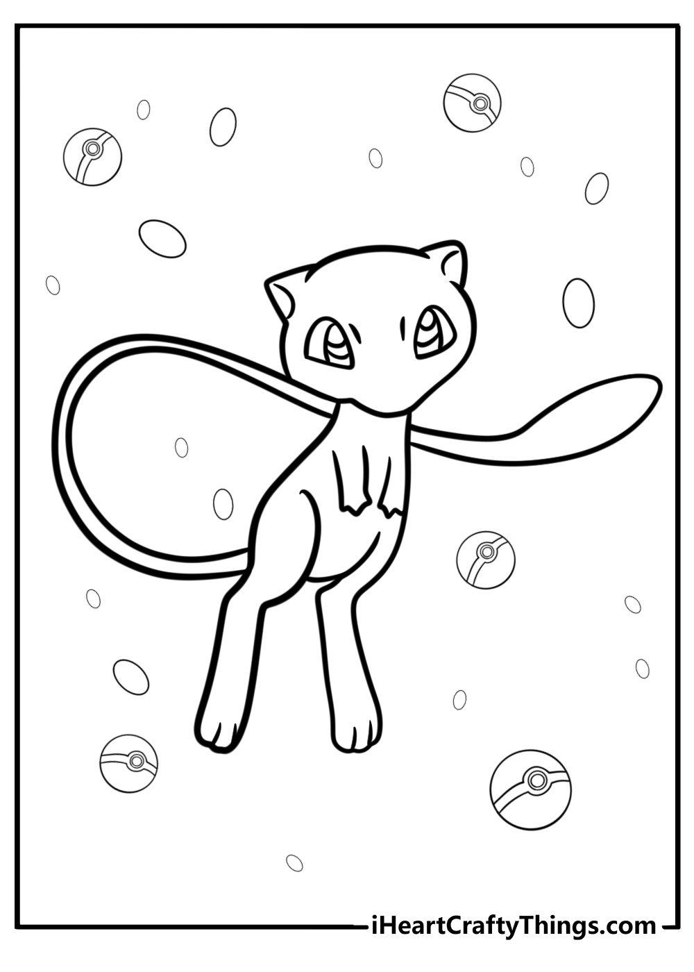 Legendary pokémon mew detailed coloring sheet