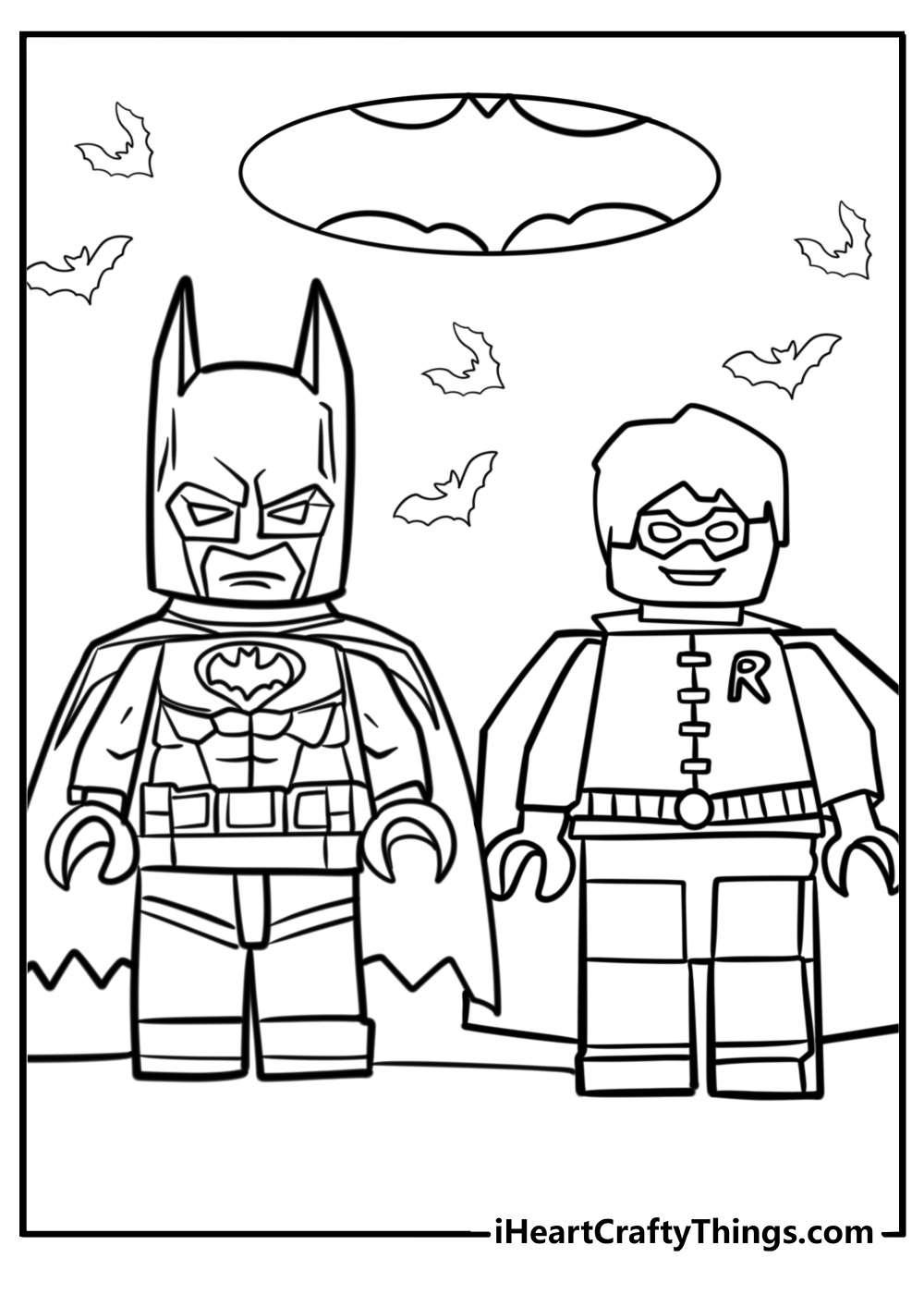 Lego batman and robin together coloring page