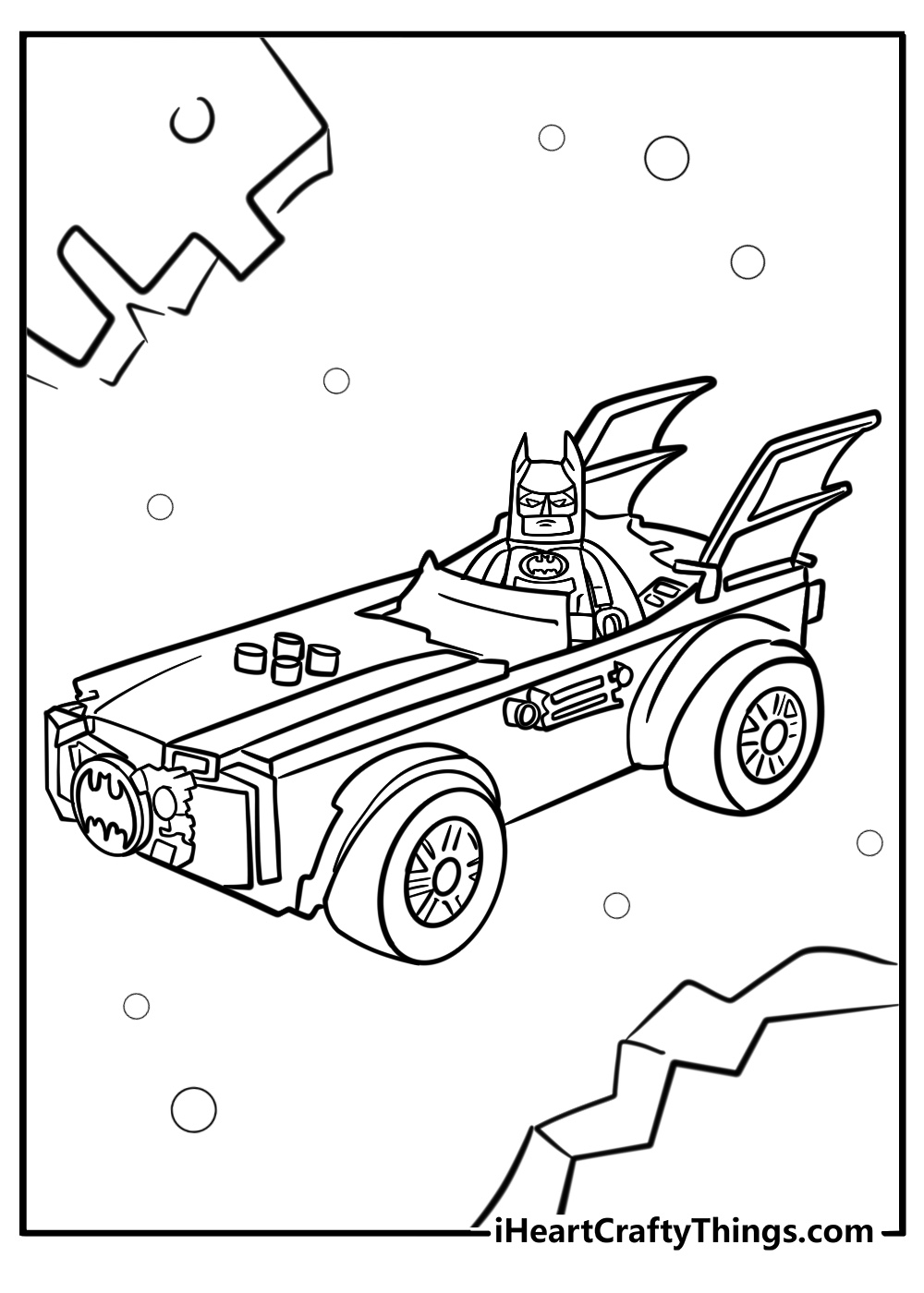 Lego batman driving batmobile fun coloring sheet