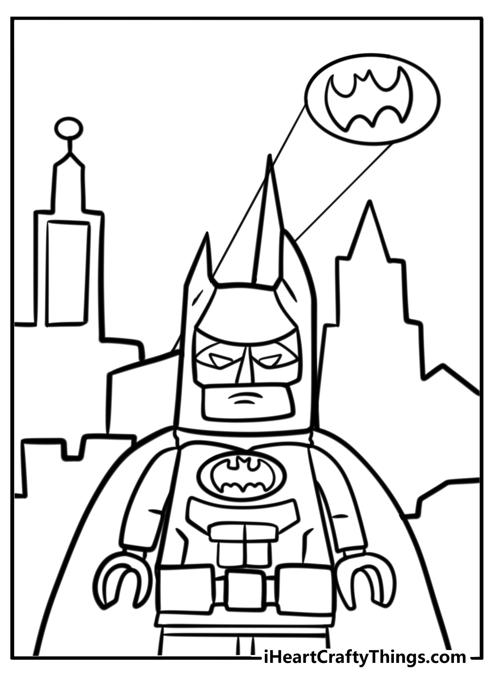 Lego batman in gotham city coloring page for kids