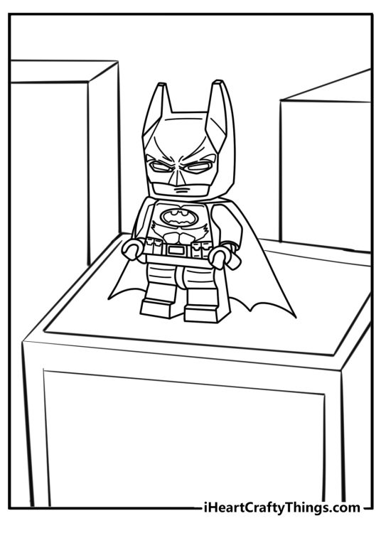 Lego batman on rooftop printable coloring page