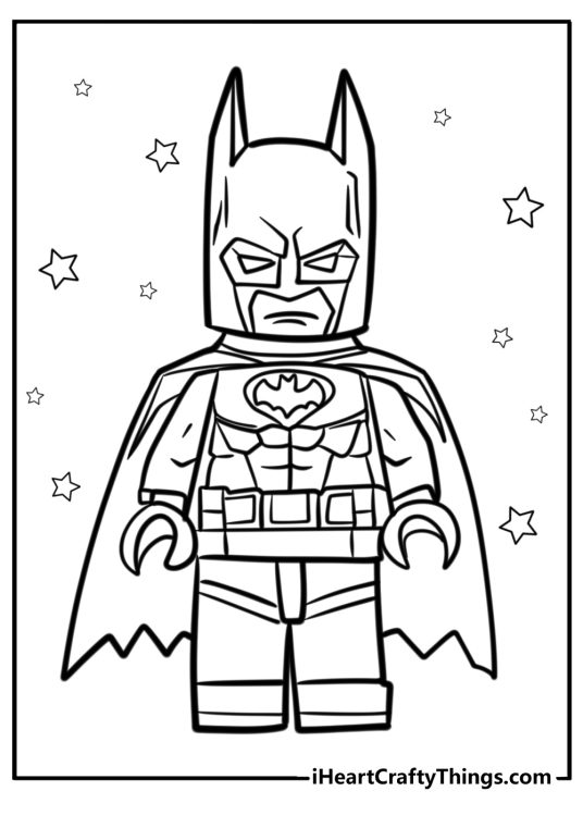 Lego batman standing coloring page for kids
