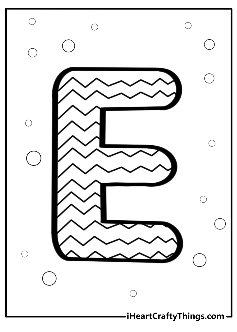 Letter e with zigzag patterns fun coloring sheet for kids