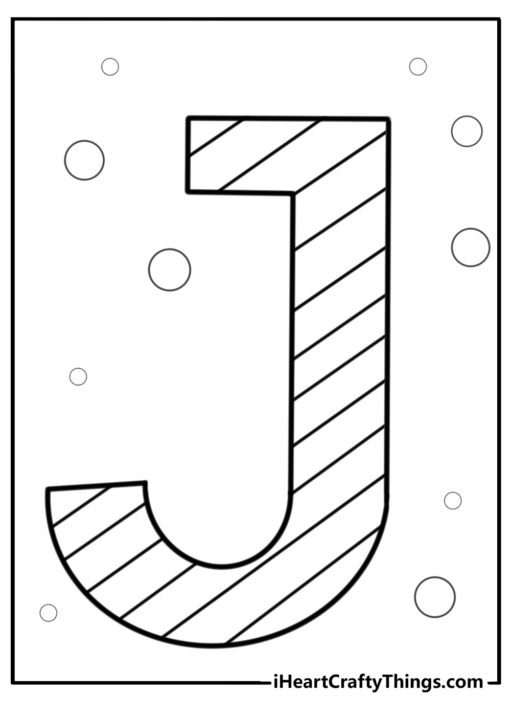 Letter j covered in stripes detailed coloring sheet