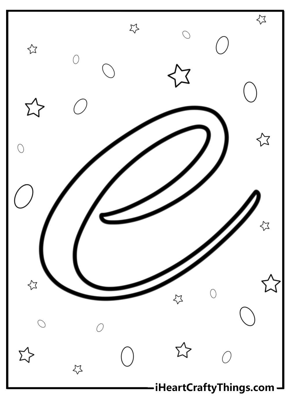 Lowercase letter e in cursive detailed coloring sheet