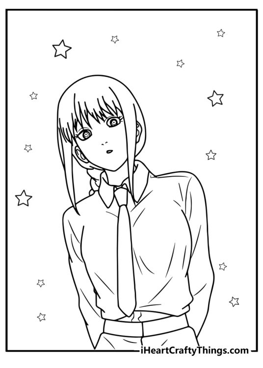 Makima with her mysterious look coloring page