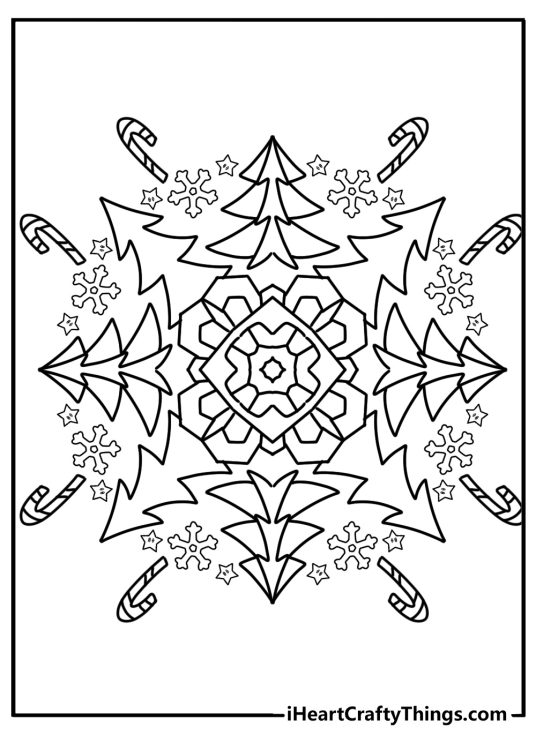 Mandala with christmas decorations free printable coloring page