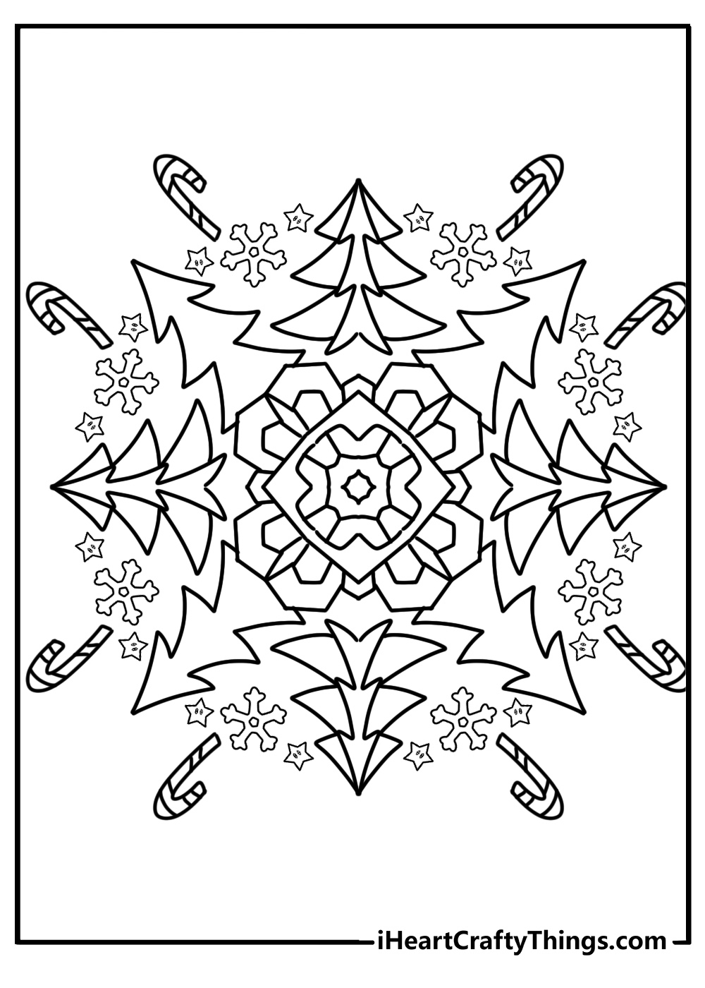 Mandala with christmas decorations free printable coloring page