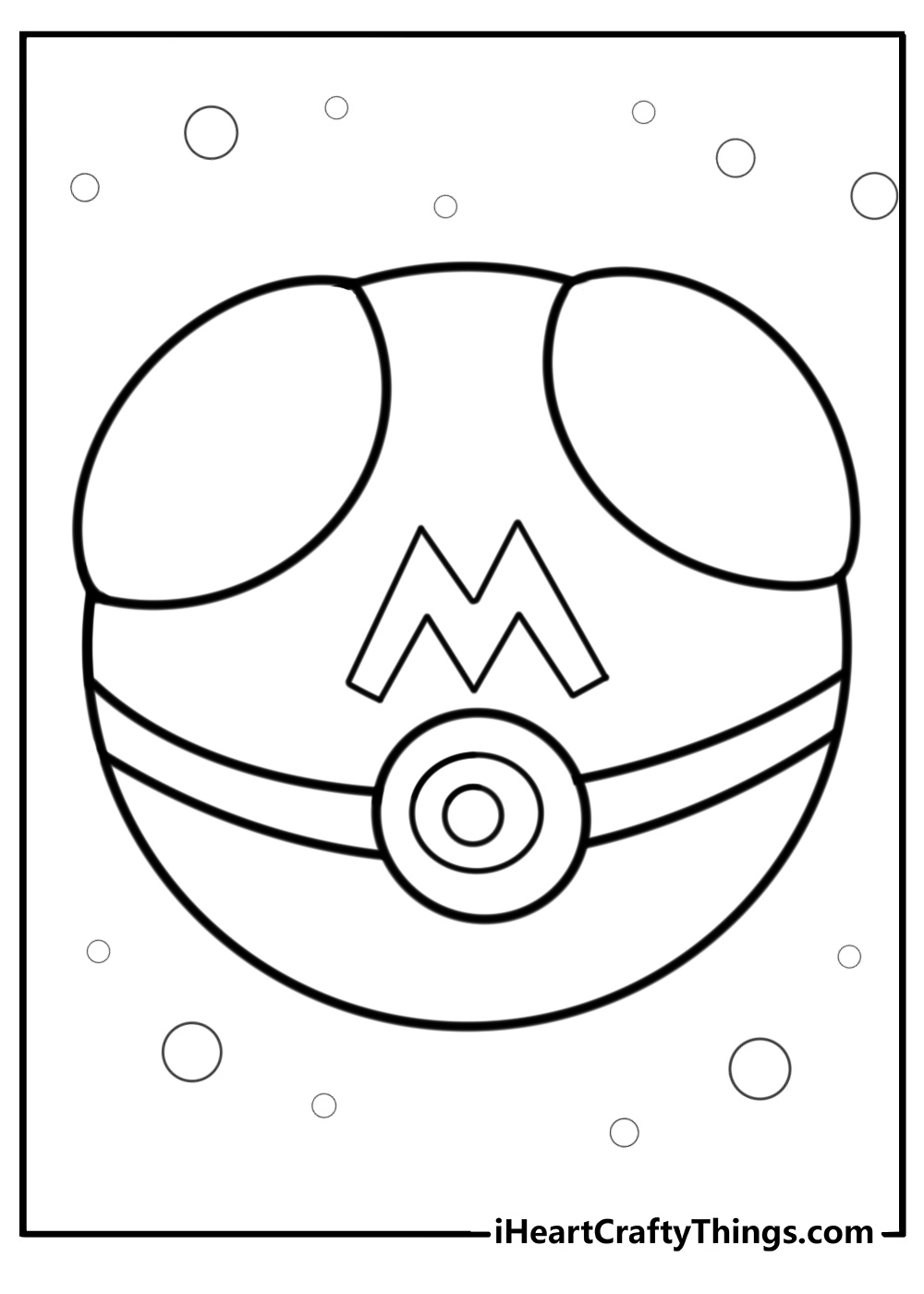 Master ball with its iconic letter 'm' detailed coloring sheet