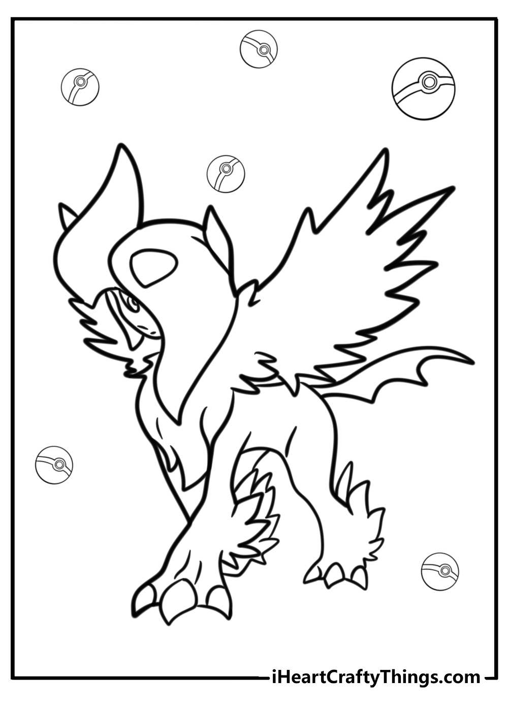 Mega absol with majestic wings detailed coloring sheet