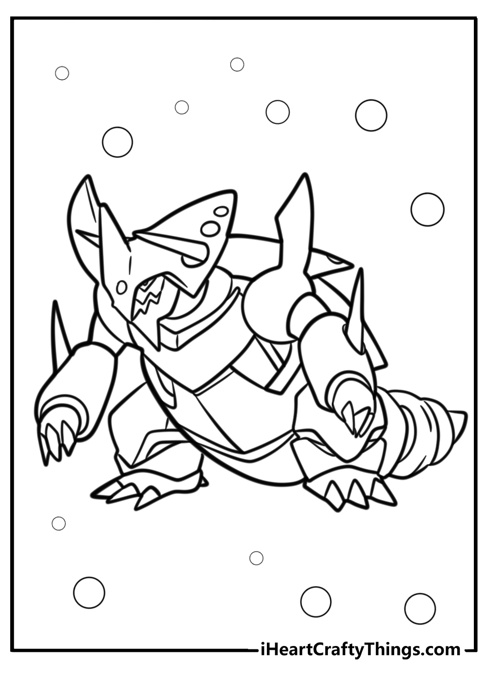 Mega aggron standing strong fun printable coloring sheet