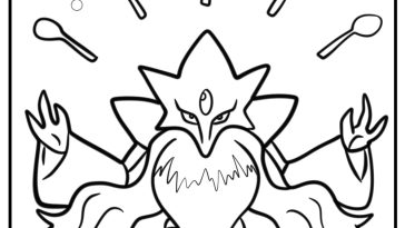 Mega alakazam using psychic powers coloring page