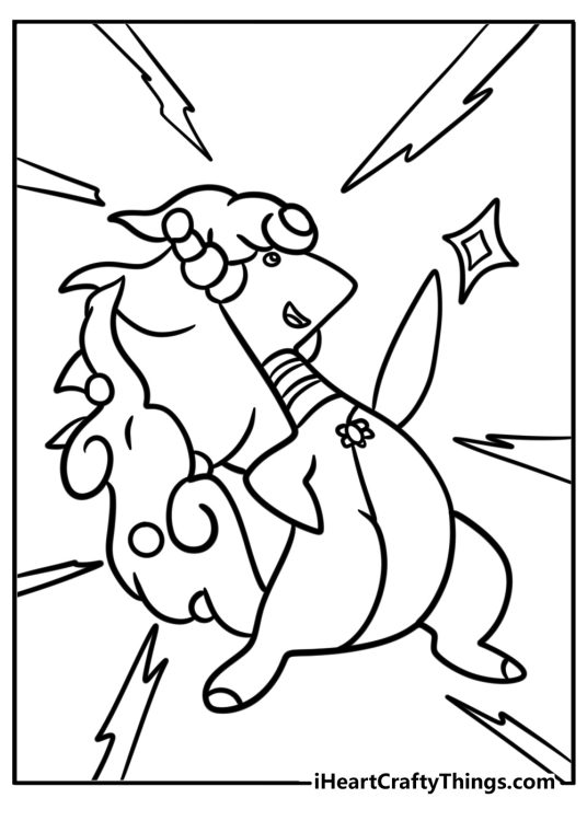 Mega ampharos with electric energy free coloring page pdf