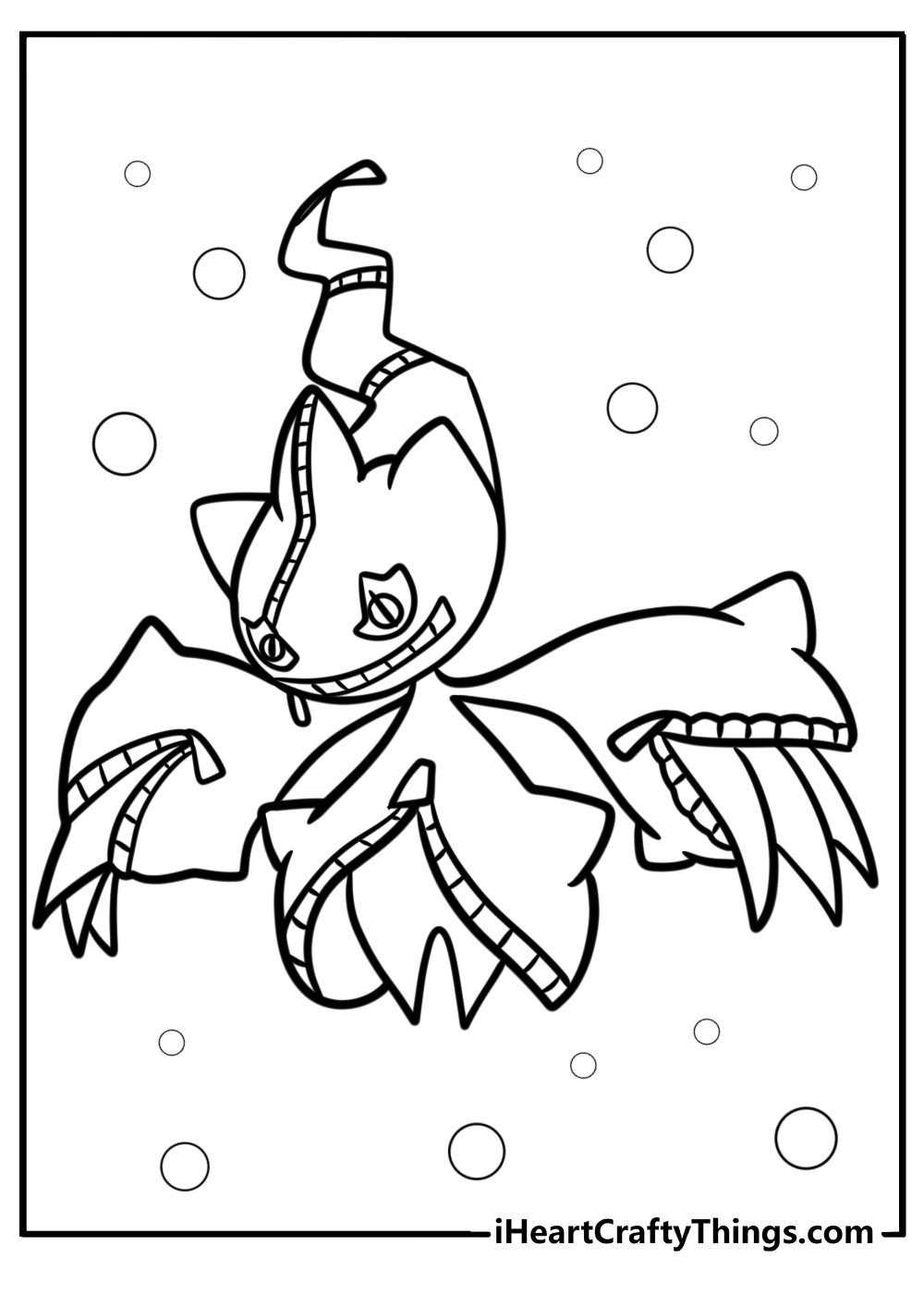 Mega banette with stitched mouth fun coloring sheet