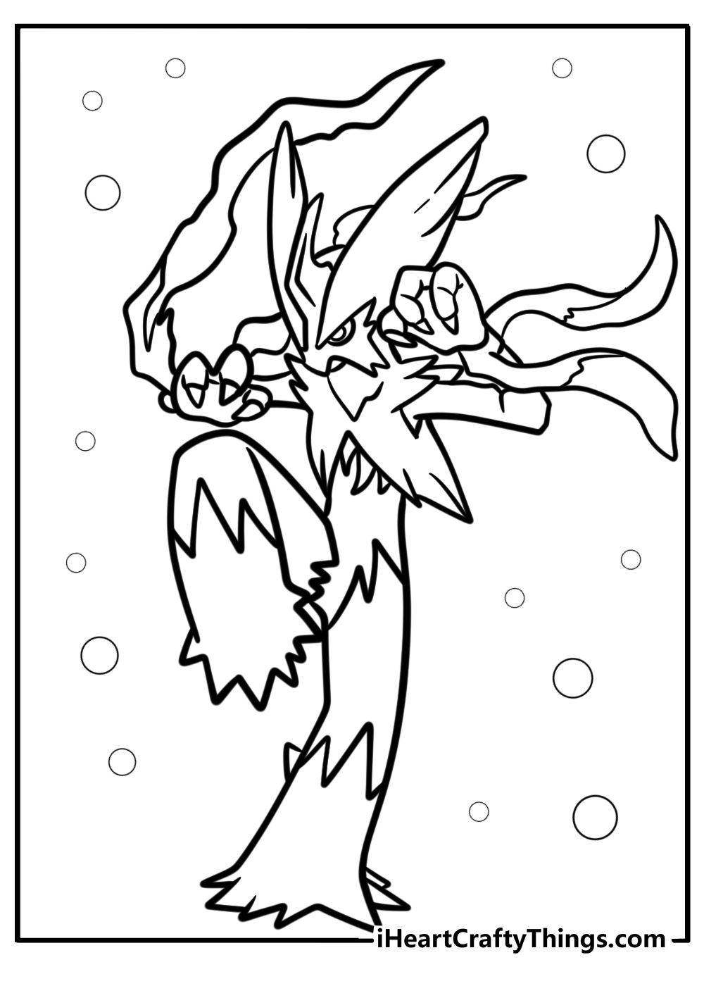 Mega blaziken leaping into action free coloring page pdf