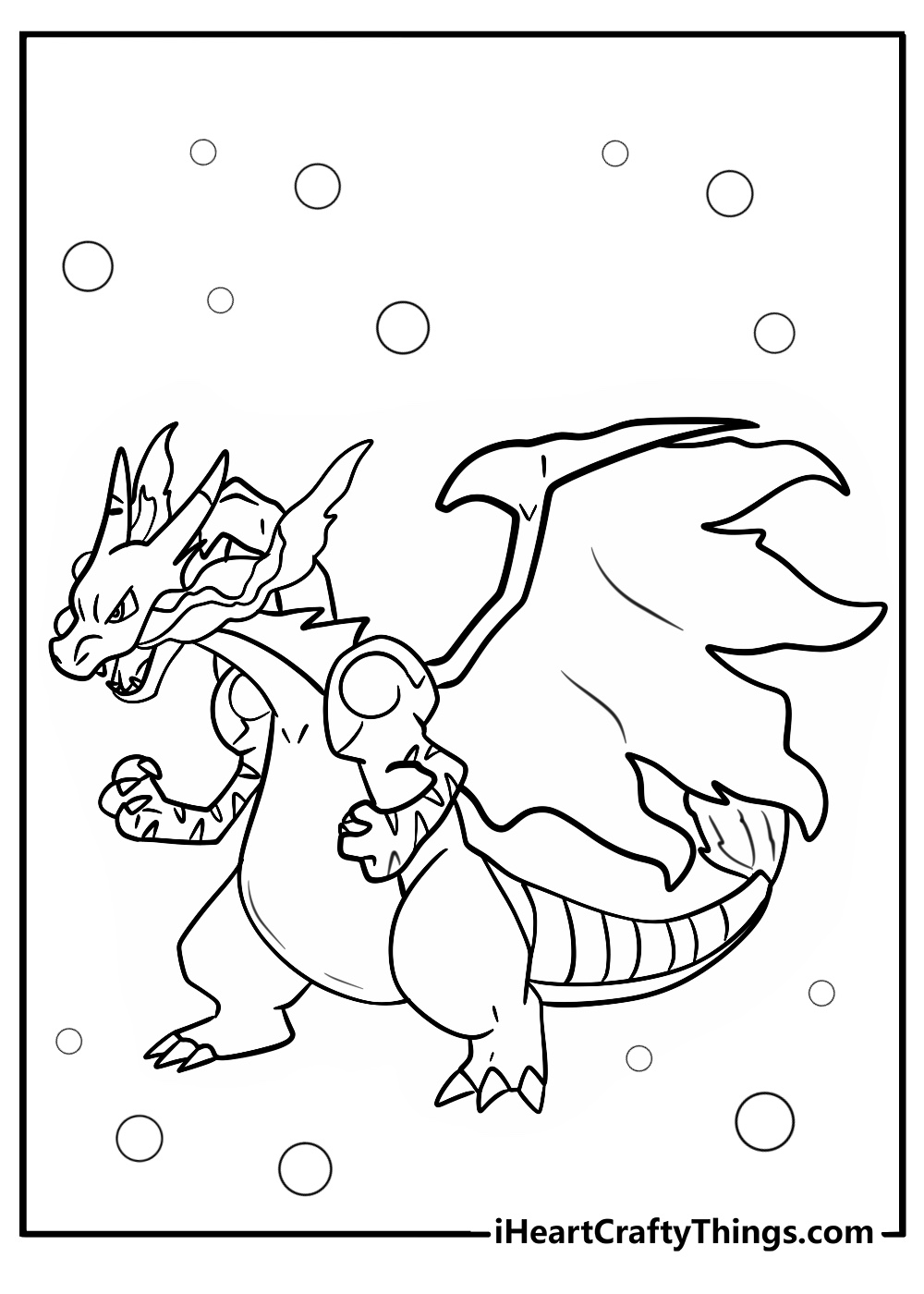 Mega charizard x breathing blue flames fun coloring sheet