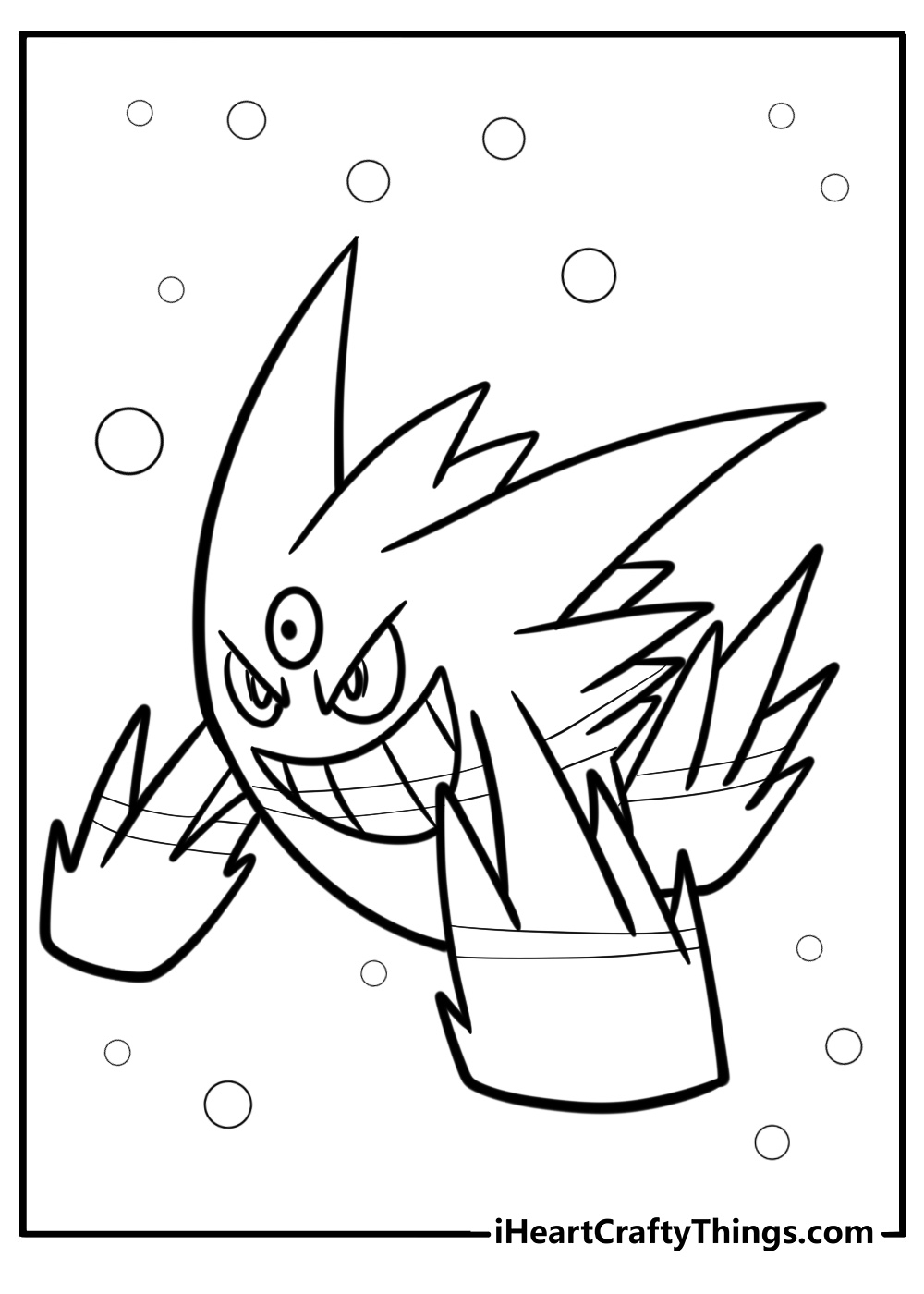 Mega gengar with shadowy aura coloring page