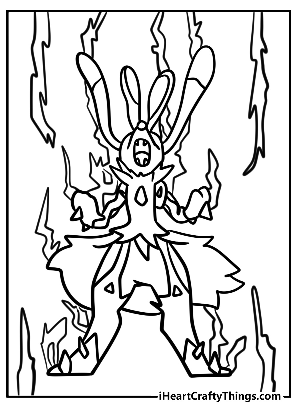 Mega lucario using aura power detailed coloring sheet