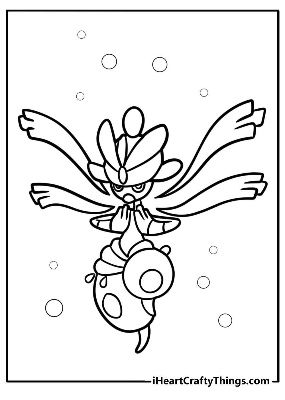 Mega medicham in a meditative pose fun coloring sheet