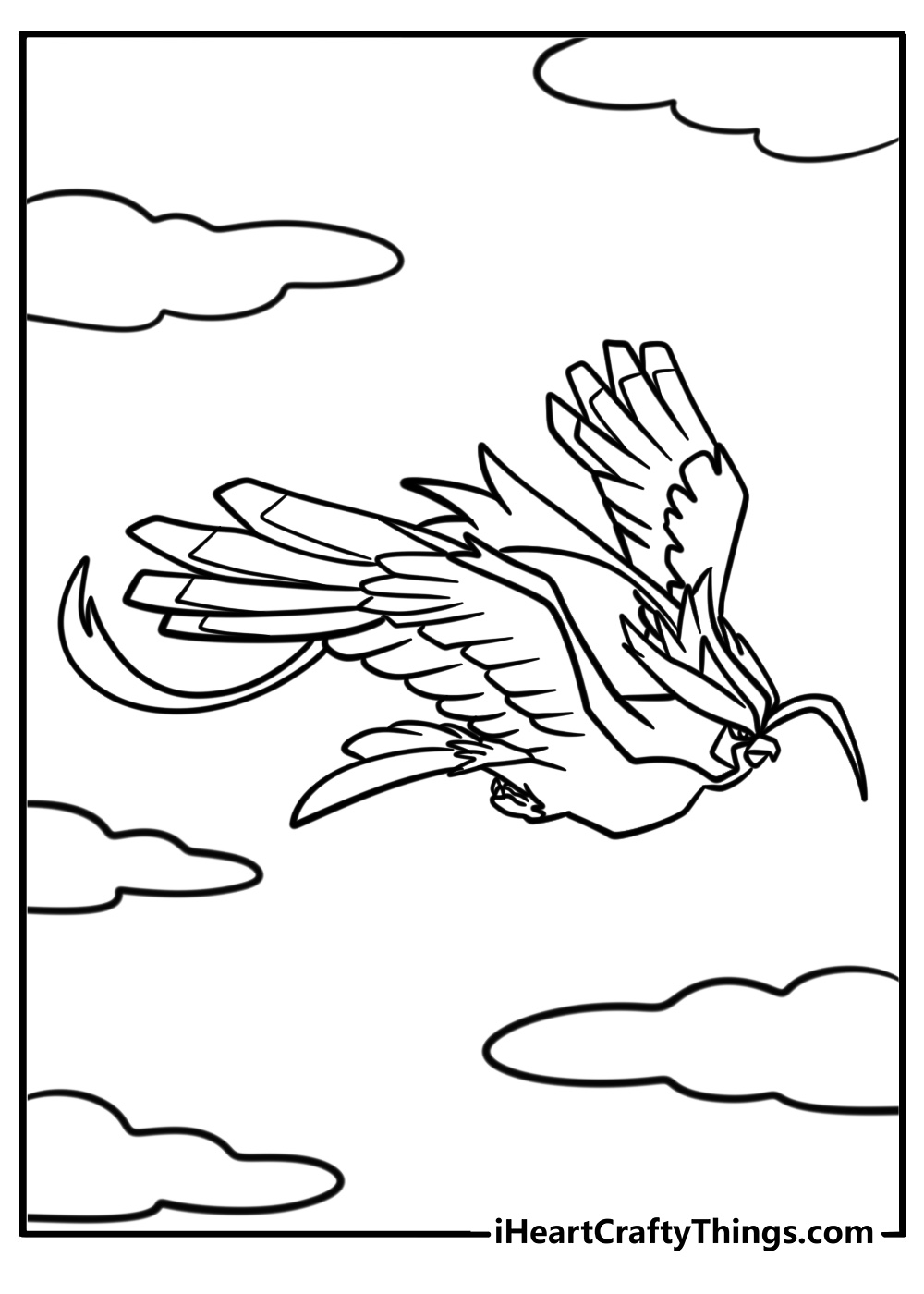 Mega pidgeot flying at high speed coloring page