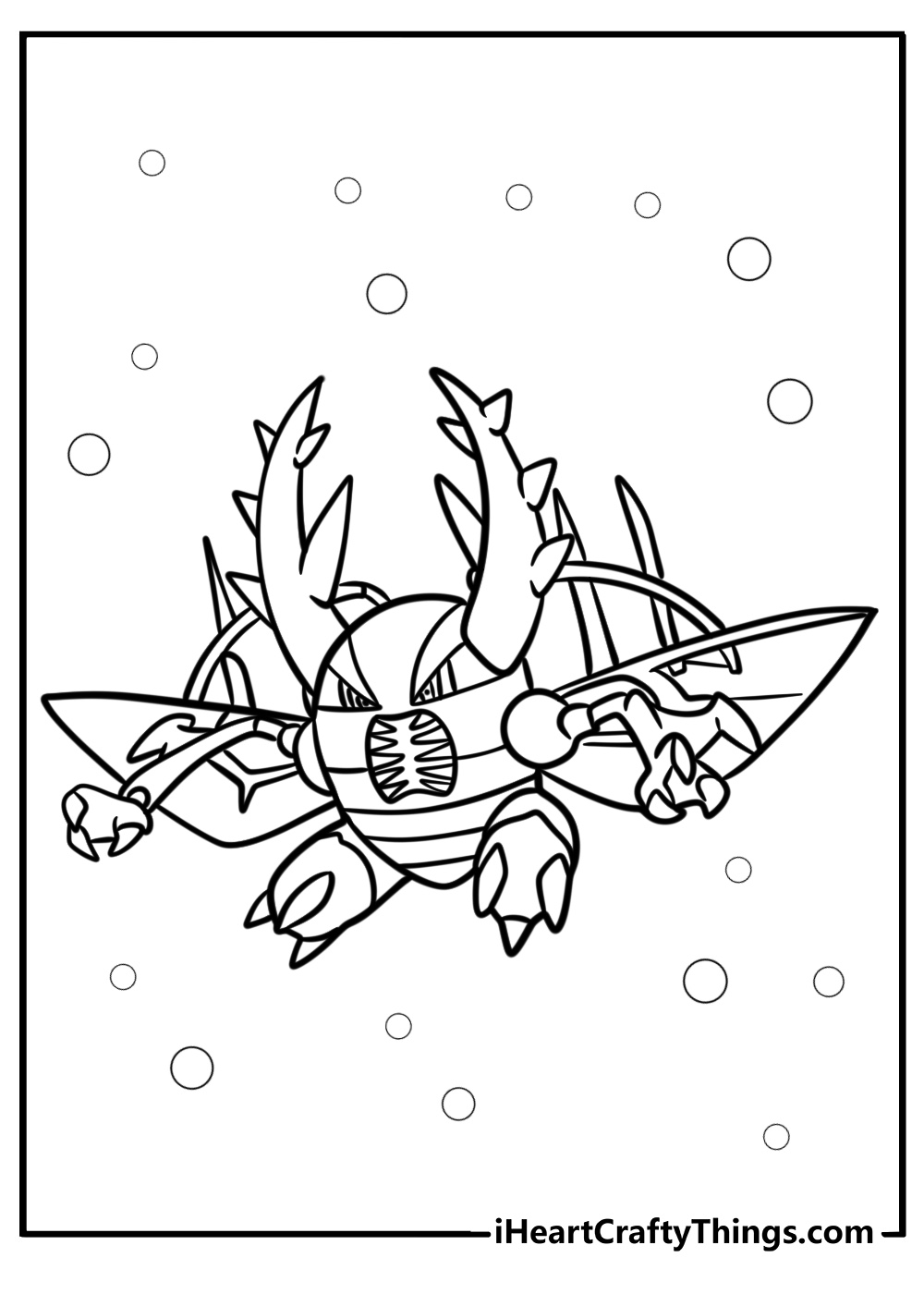 Mega pinsir with giant horn detailed coloring sheet