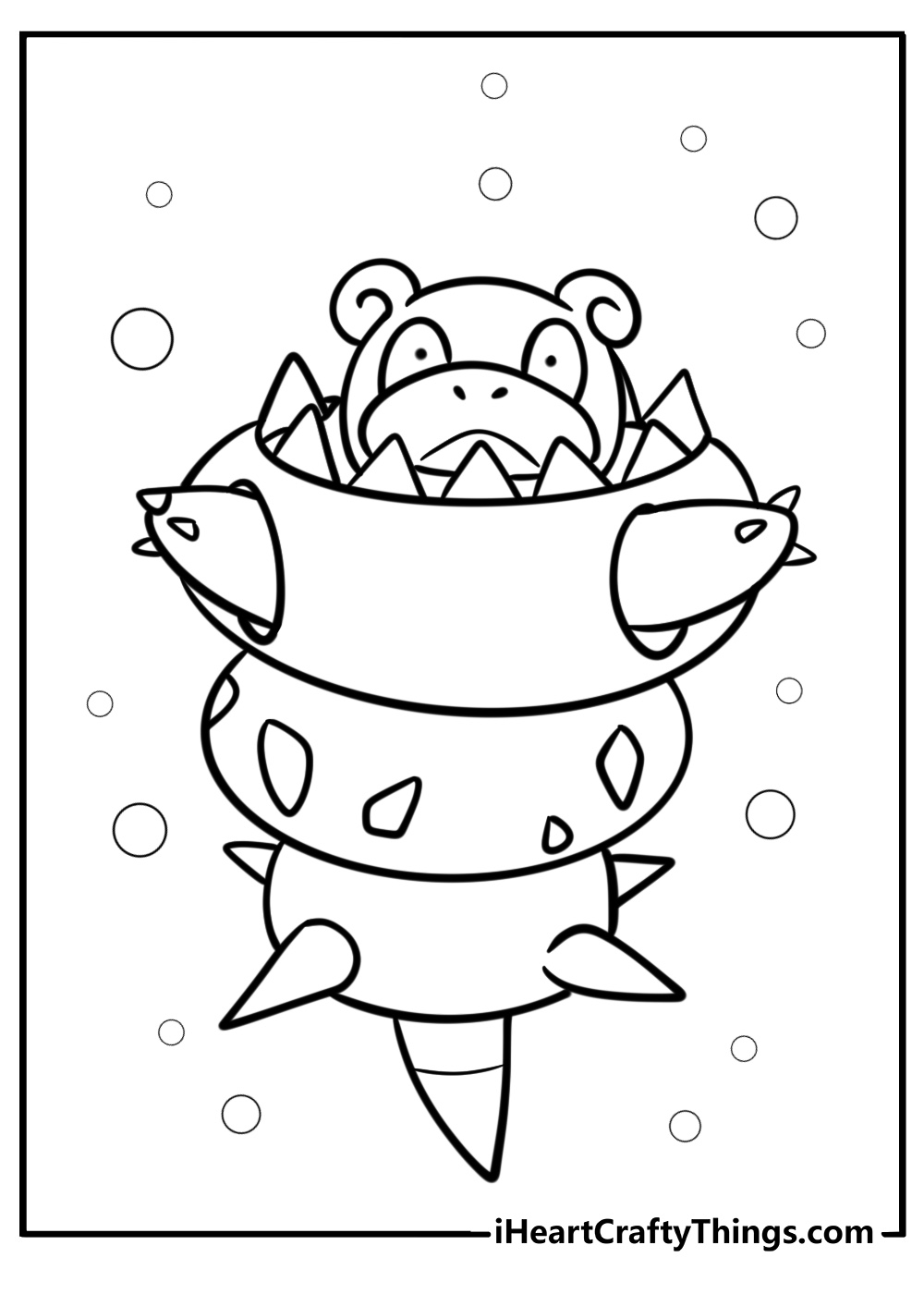 Mega slowbro with a shell around it fun coloring sheet