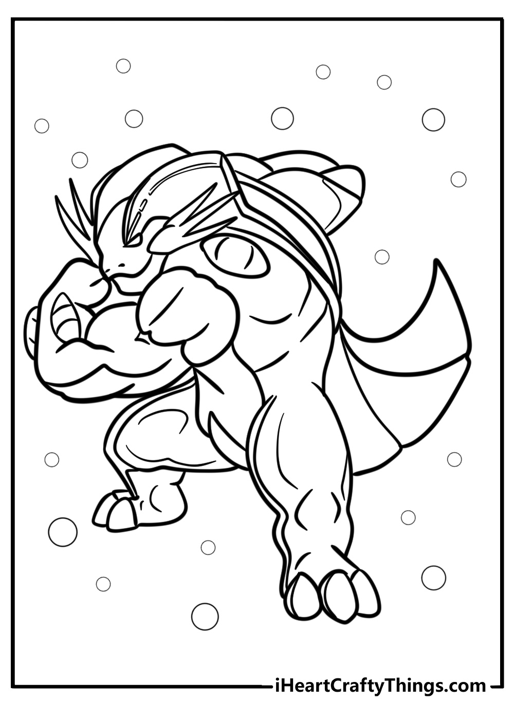 Mega swampert flexing its muscles detailed coloring sheet