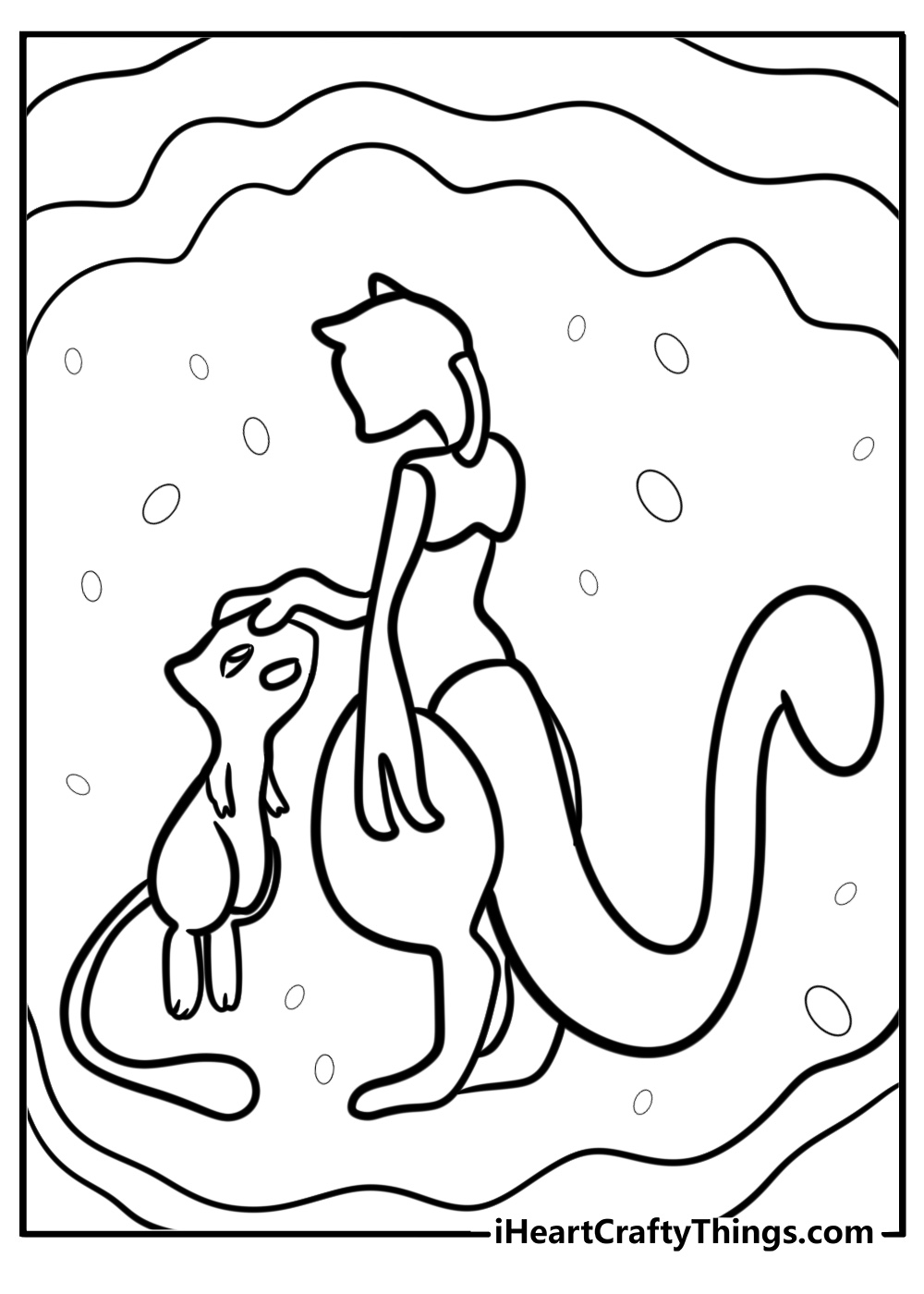 Mew and mewtwo facing each other coloring page for kids