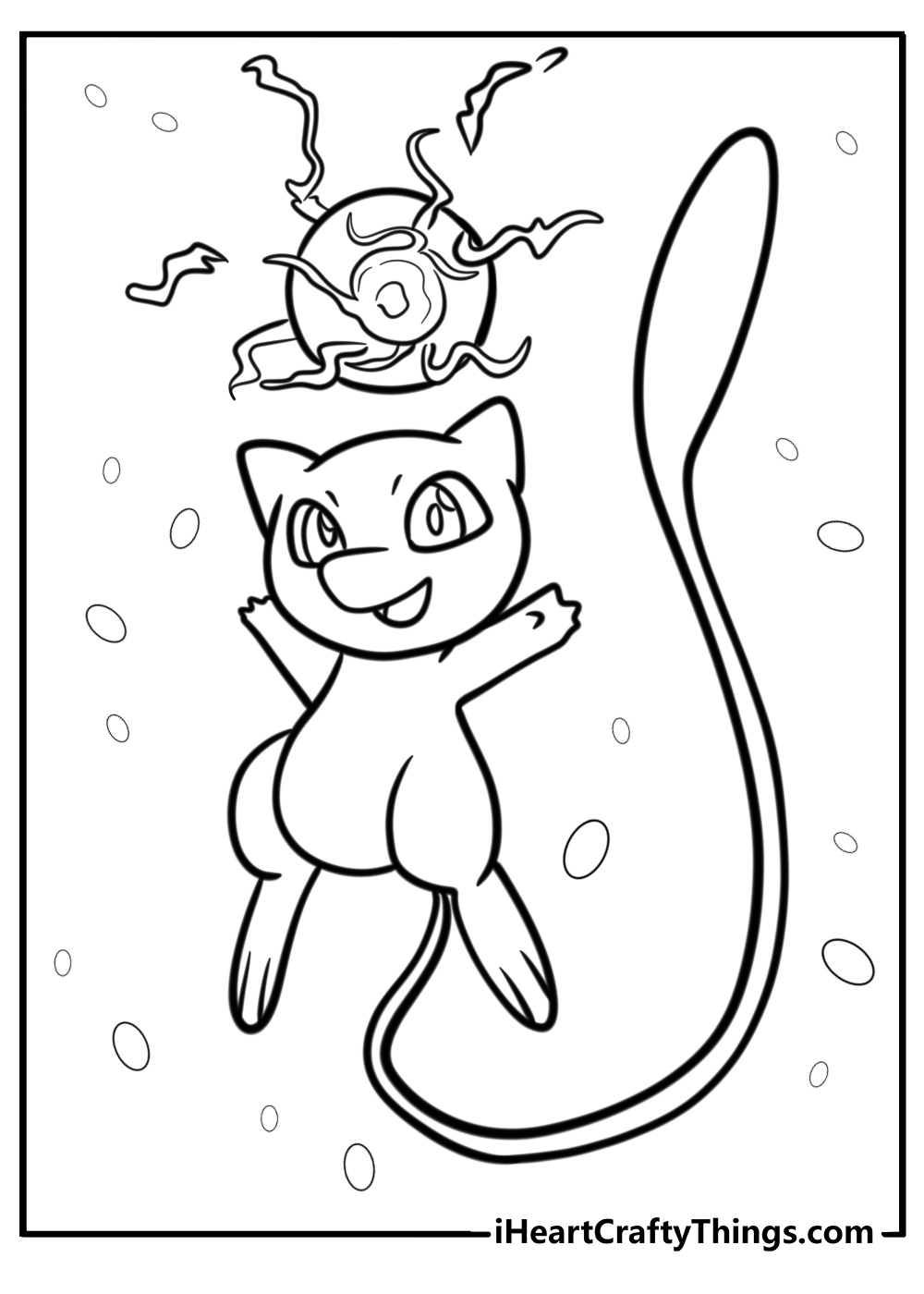 Mew using a magical move fun pokémon coloring sheet