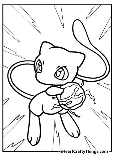 Mew using psychic powers free coloring page pdf