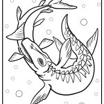 Mosasaurus catching a fish in the sea coloring page