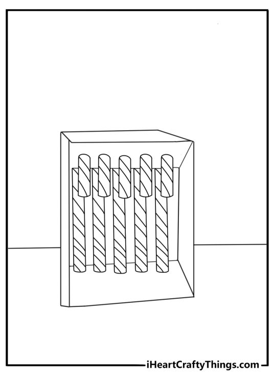 peppermint candy cane lies across an open candy box in this detailed sheet