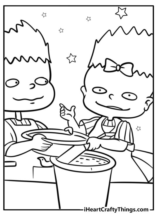 Phil and lil deville holding mud pies coloring page