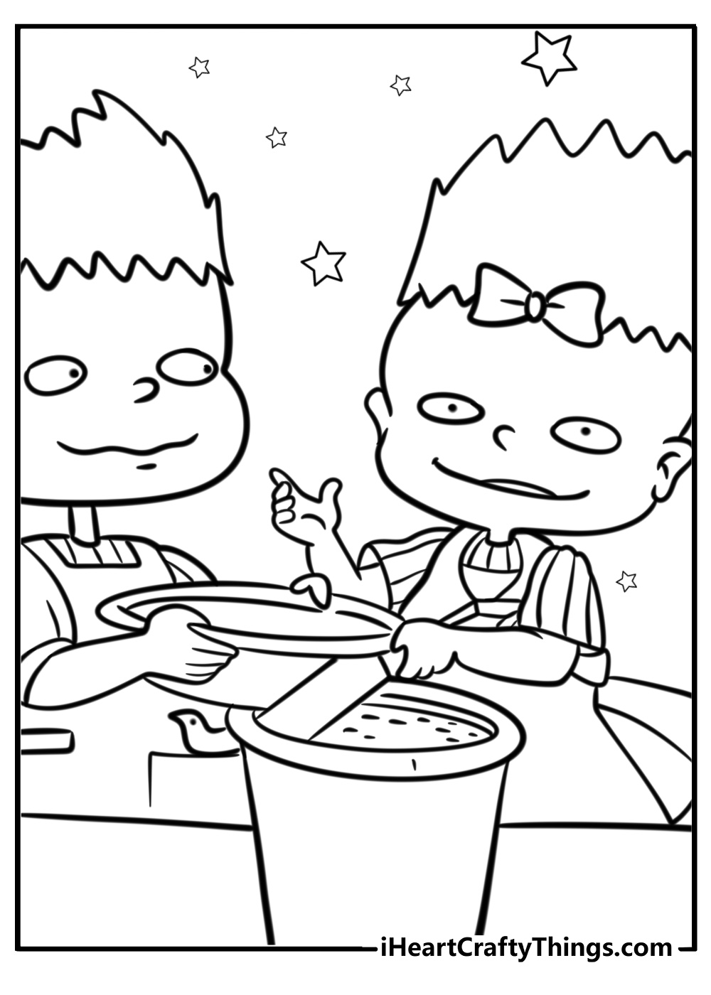 Phil and lil deville holding mud pies coloring page