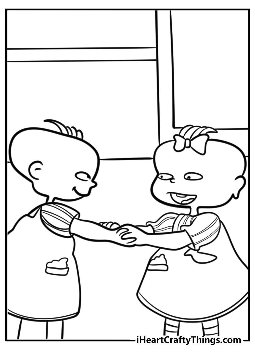 Phil and lil holding hands free printable coloring page