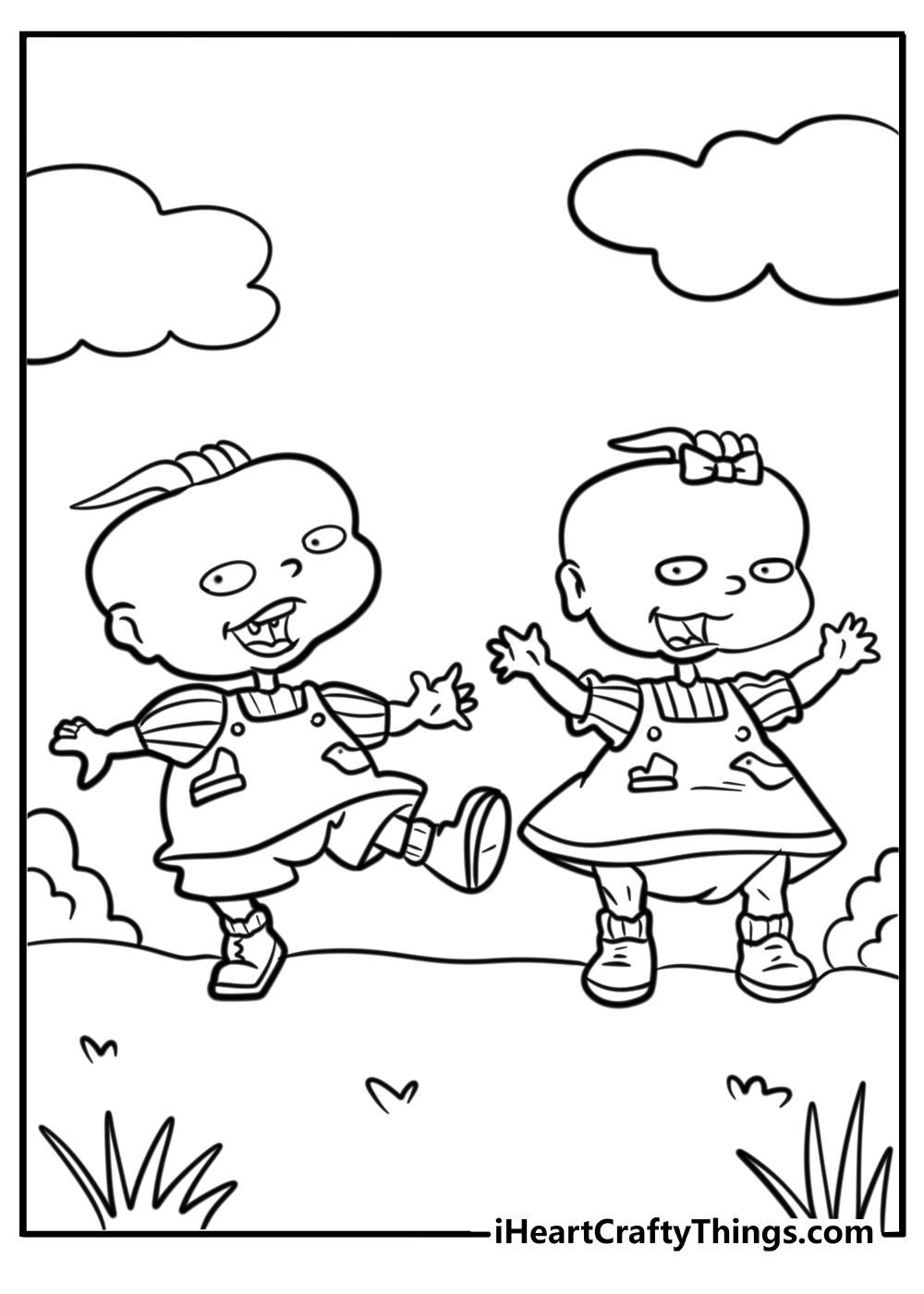 Phil and lil smiling together detailed coloring sheet