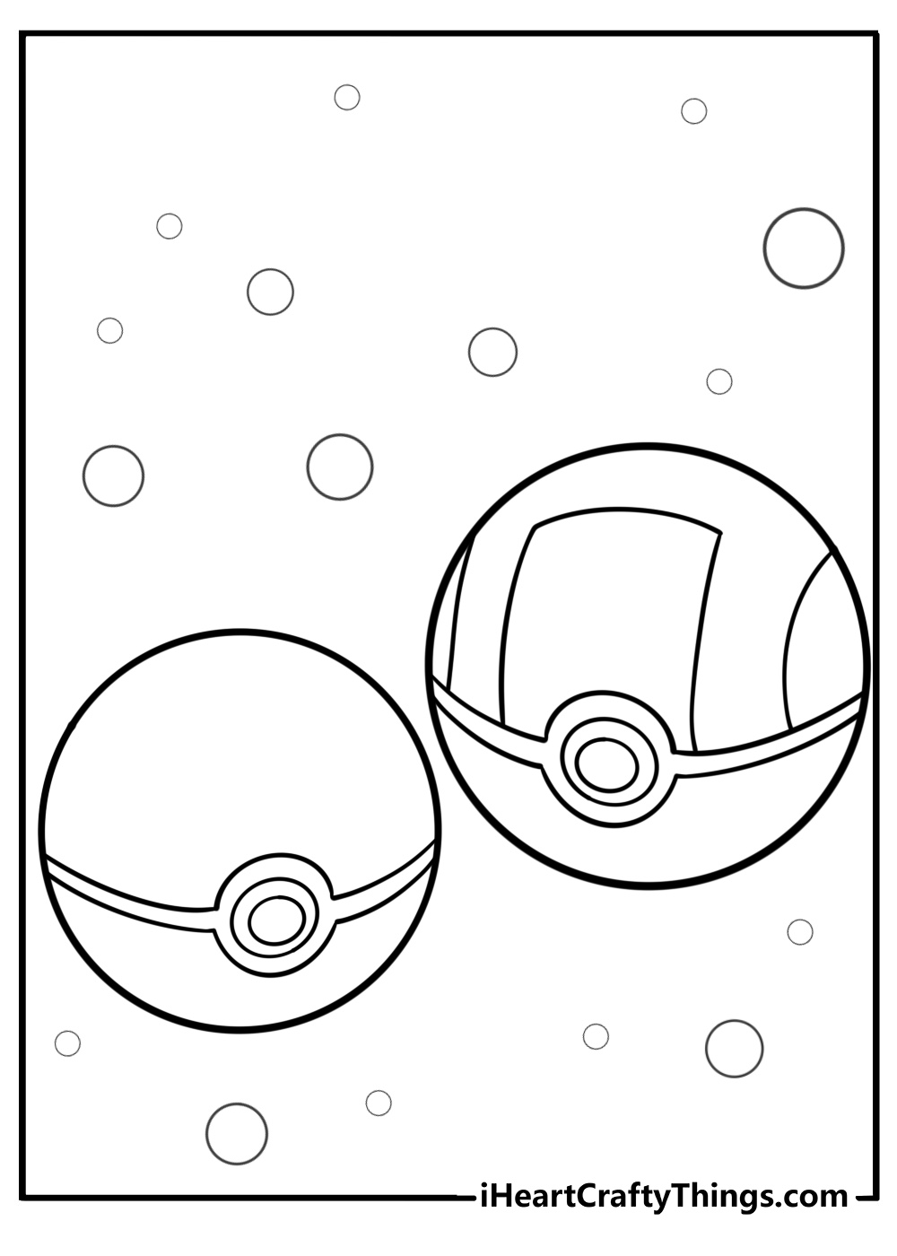 Pokéball and ultra ball together coloring page for kids